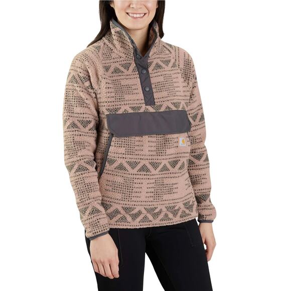 Women's Carhartt Warm Taupe Geometric Print Fleece Pullover - Relaxed Fit - XXL - Picture 8 of 8